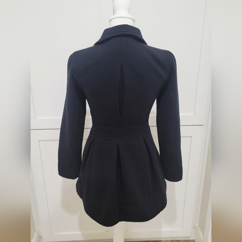 Anthropologie Knitted Dove Black Military Coat | Tailored Chic | Size Small - Picture 2 of 4